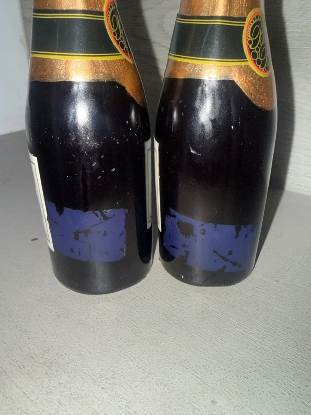 Metallic Gold Mini Champagne Bottle Candles - Pair
